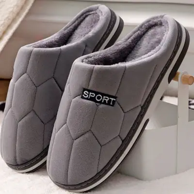 Autumn and Winter Home cotton slippers men's home indoor thermal non-slip soft bottom couple slippers men's winter extra large size