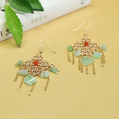 Aiyu Jade Fruit Green Irregular Earrings for Women