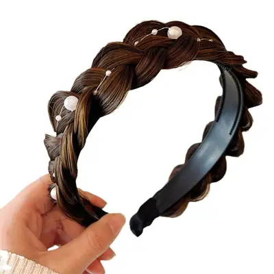 Korean Style Fishbone Hair Band with Pearl & Twist