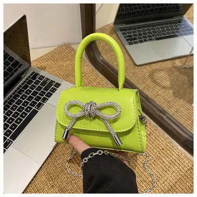 White Mini Bow Chain Crossbody Bag for Women