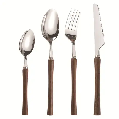 Stainless Steel Spoon with Wooden Handle for Home & Dining