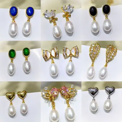 S925 Gold Pearl Star Earrings for Women