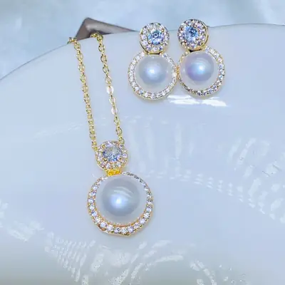 S925 Silver Pearl Pin Earrings Set for Women