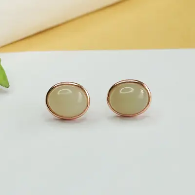 Clear Hetian Jade Water Drop Earrings S925 Silver
