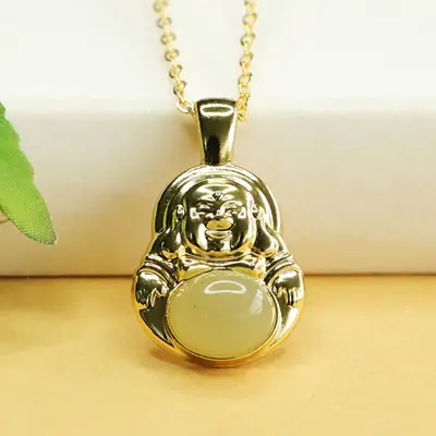 Aiyu Buddha Pendant Clear Jade Water Jade Necklace