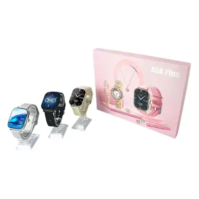 A58 Plus Smart Watch for Women Pink with Accessories