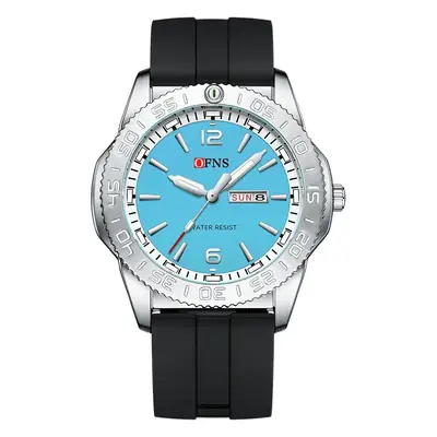 Ofns Men's Blue Analog Quartz Watch with Dual Calendar