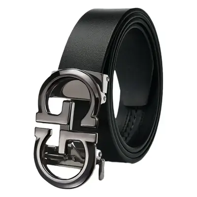 Vintage Gold Logo Leather Belt for Men Brown