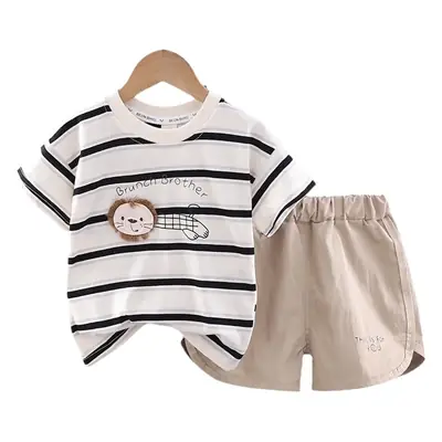 Boys Cartoon Striped Shorts Suit Summer Casual