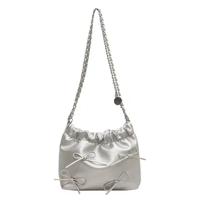 Women Korean Style Silver Underarm Bag 2023