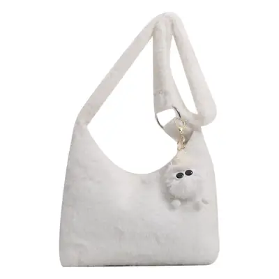 Winter Plush Shoulder Messenger Bag White Korean Style