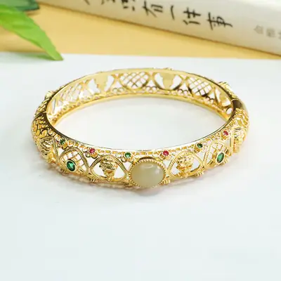 Aiyu Hetian Jade Bracelet Eight Guardian Gods Gold