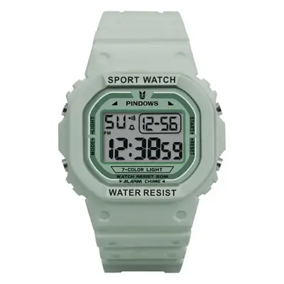 White Digital Watch with LED Light & Water Resistant