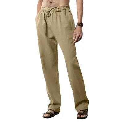 Men's Blue Linen Hip Hop Casual Trousers