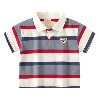 Kids Striped Polo T-Shirt Blue Green White 2026