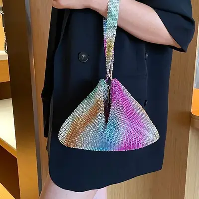 Gold Rhinestone Shoulder Bag for Women 2023