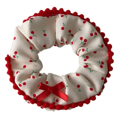 New Autumn Plush Lace Scrunchie Bear Bow Hair Tie for Women