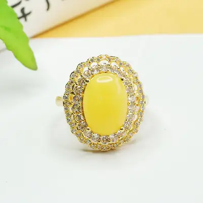 Aiyu Natural Amber Ring for Women's Jewelry