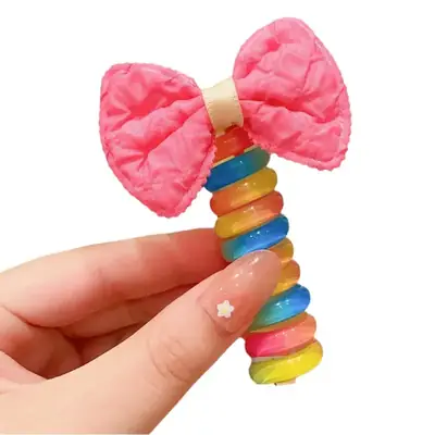 Children's Rainbow Hair Ring High Ponytail Rope