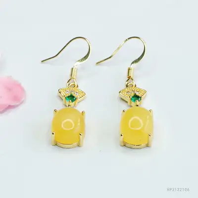 Yellow Beeswax Fan-Shaped Earrings for Women