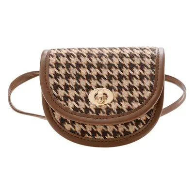 Girls' Houndstooth Crossbody Bag Black White Korean Style