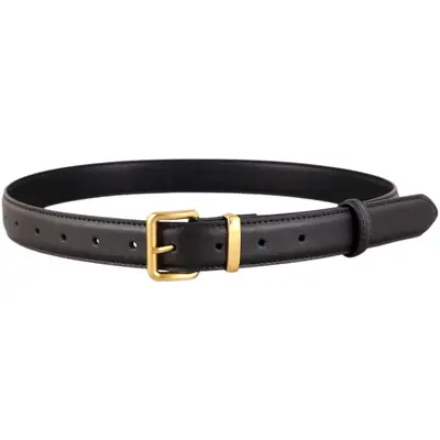 Maroon Genuine Leather Belt with Gold Buckle