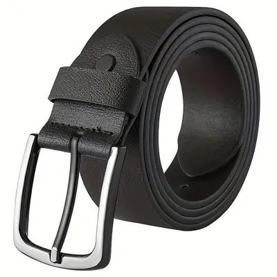 Men's Genuine Leather Belt with Pin Buckle