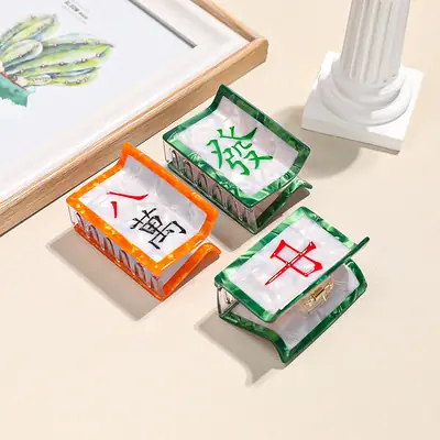 Mahjong Hair Clips for Women Orange Green