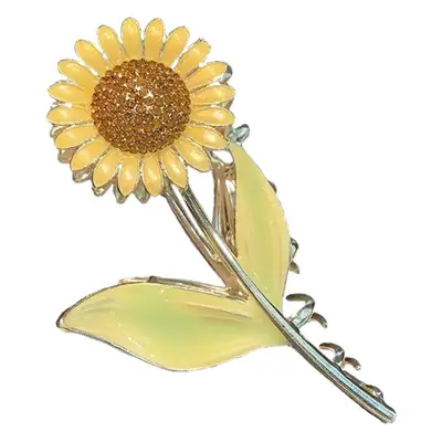 Sunflower Hairpin for Women Green Leaf Clip