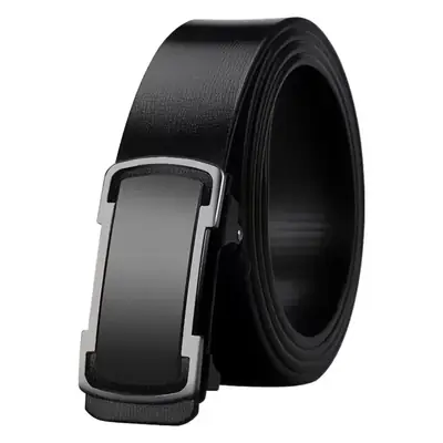 Men's Black Automatic Buckle Cowhide Belt