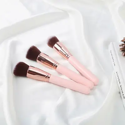 3 Pcs Rose Gold Makeup Brushes Set for Beginners