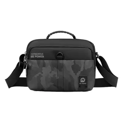 Men Black Camo Shoulder Bag with Adjustable Strap