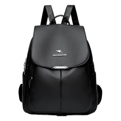 Women's 2024 Soft Leather Backpack Blue Large Capacity
