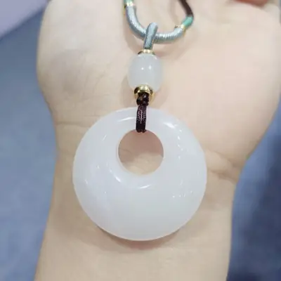 White Jade Princess Buckle Necklace for Women