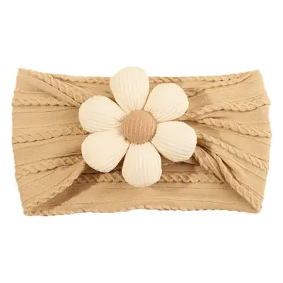 Wool Cotton Flower Bow Baby Hair Band Brown