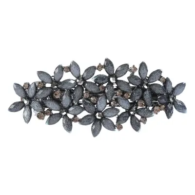 Pearl Hair Clip Large Silver Floral Design