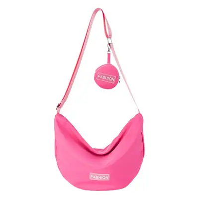 Women's Crescent Shoulder Bag Green Canvas Large Capacity