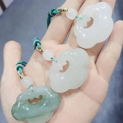 Tianshan Cui Ruyi Double Sided Jade Pendant Set