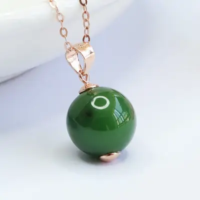 Customized S925 Silver Inlaid Natural Hetian Jade Jadeite Pendant Jewelry Live Streaming Dropshipping S2040701