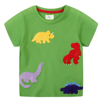 2025 Boys T-shirt Green Dinosaur Print Short Sleeve