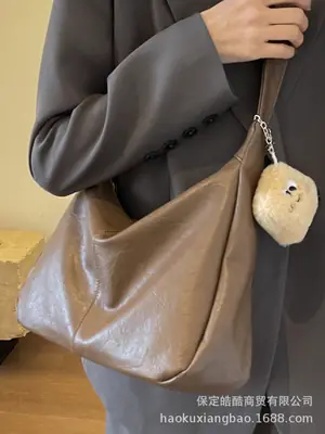 Women Large Capacity Brown Leather Shoulder Bag 2023