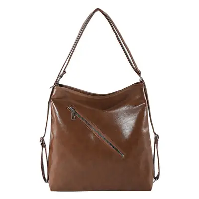 Brown Leather Women's Large Capacity Shoulder Messenger Bag