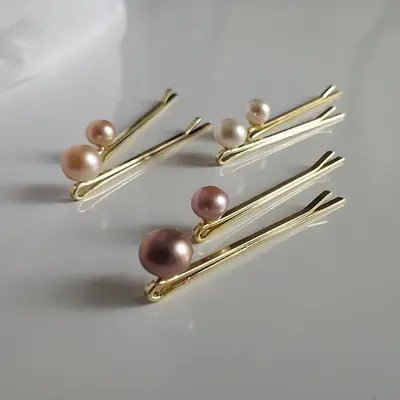 Gold Pearl Hair Clip for Women Elegant Side Clip