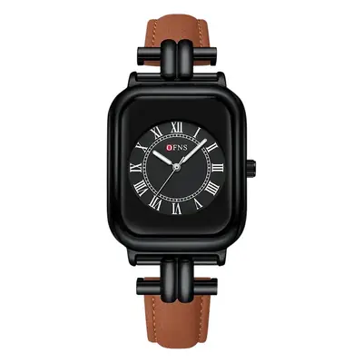 Women's Quartz Watch with Rose Gold Case & Black Strap