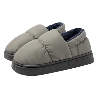 Men Waterproof Cotton Slippers Grey Winter Indoor