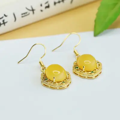 Yellow Beeswax Drop Earrings for Women