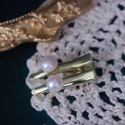 Copper Plated Pearl Hairpin Clip for Women