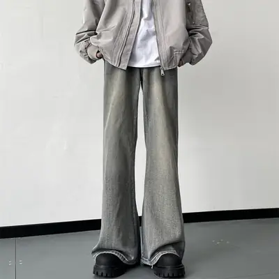 American Vintage Washed Jeans Men's Micro Flared Loose Straight Pants