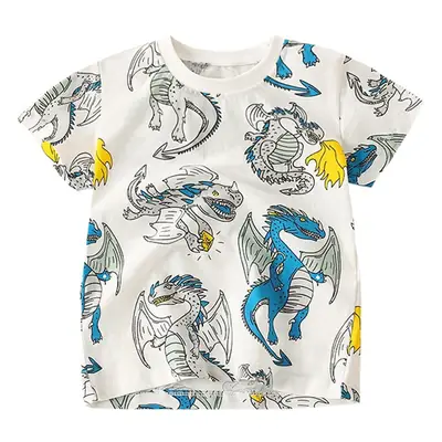 Malwee Boys T-Shirt White Dragon Print Summer Casual