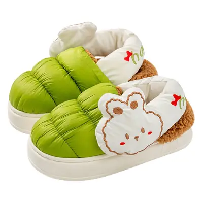 Cute Bear Print Waterproof Winter Slipper Women